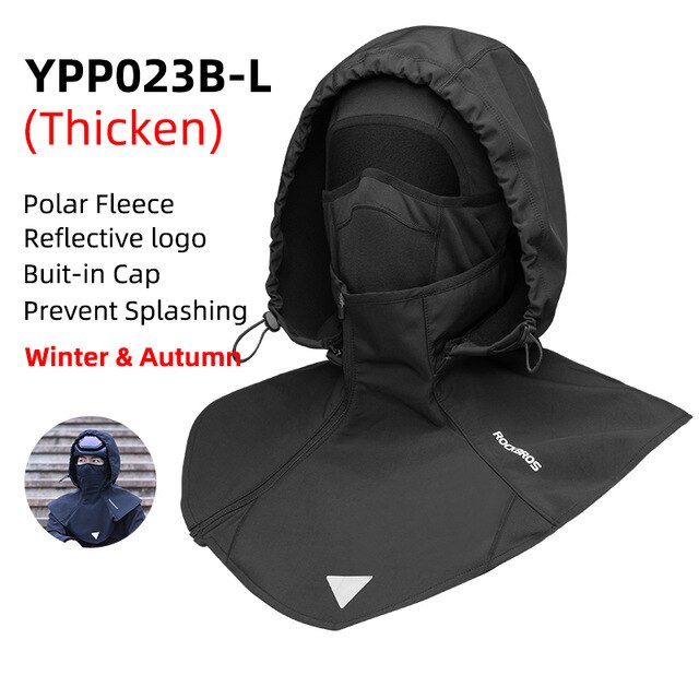 ROCKBROS-mascarilla de ciclismo para hombre y mujer, pasamontañas cálido a prueba de viento, máscara de lana de doble capa para motocicleta y Scooter, Invierno: YPP023B-L