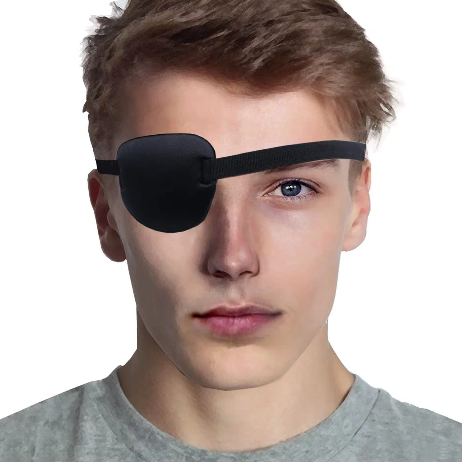 1 Uds parche de un solo ojo negro ajustable suave ambliopía parches de ojos perezosos para ojos izquierdo o derecho parche de ojo cóncavo para adultos
