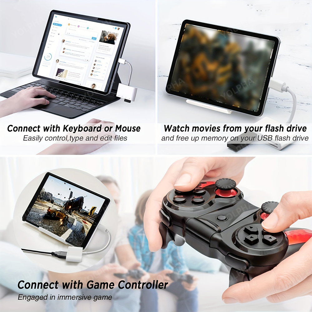 3-in-1 SD Card Reader OTG Adapter 2.0/3.0 Port Compatible For iPhone 15 MacBook Pro Laptop PC Camera Mobile Phones