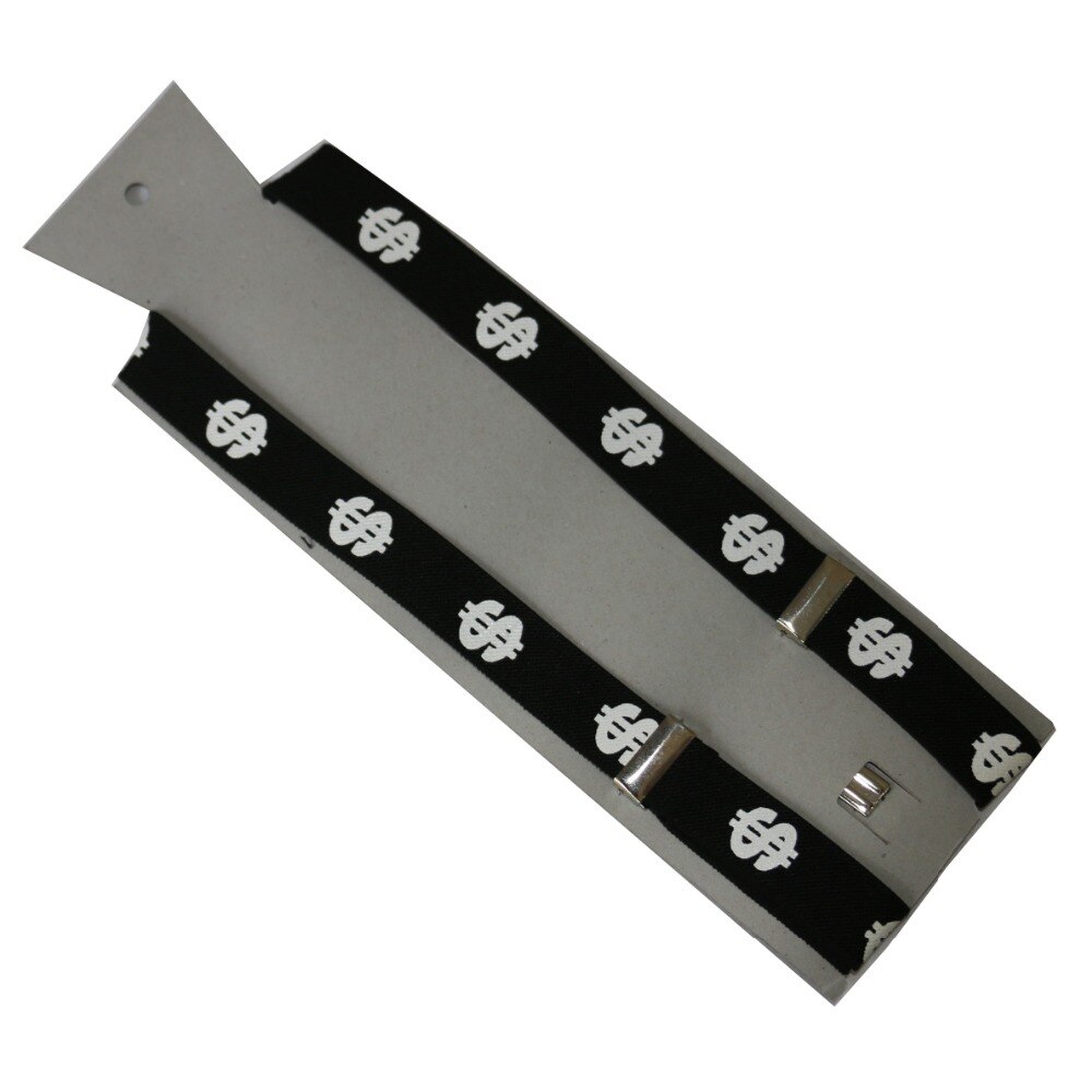Adjustable Clip On Dollar Sign Print Suspenders And Braces For Women