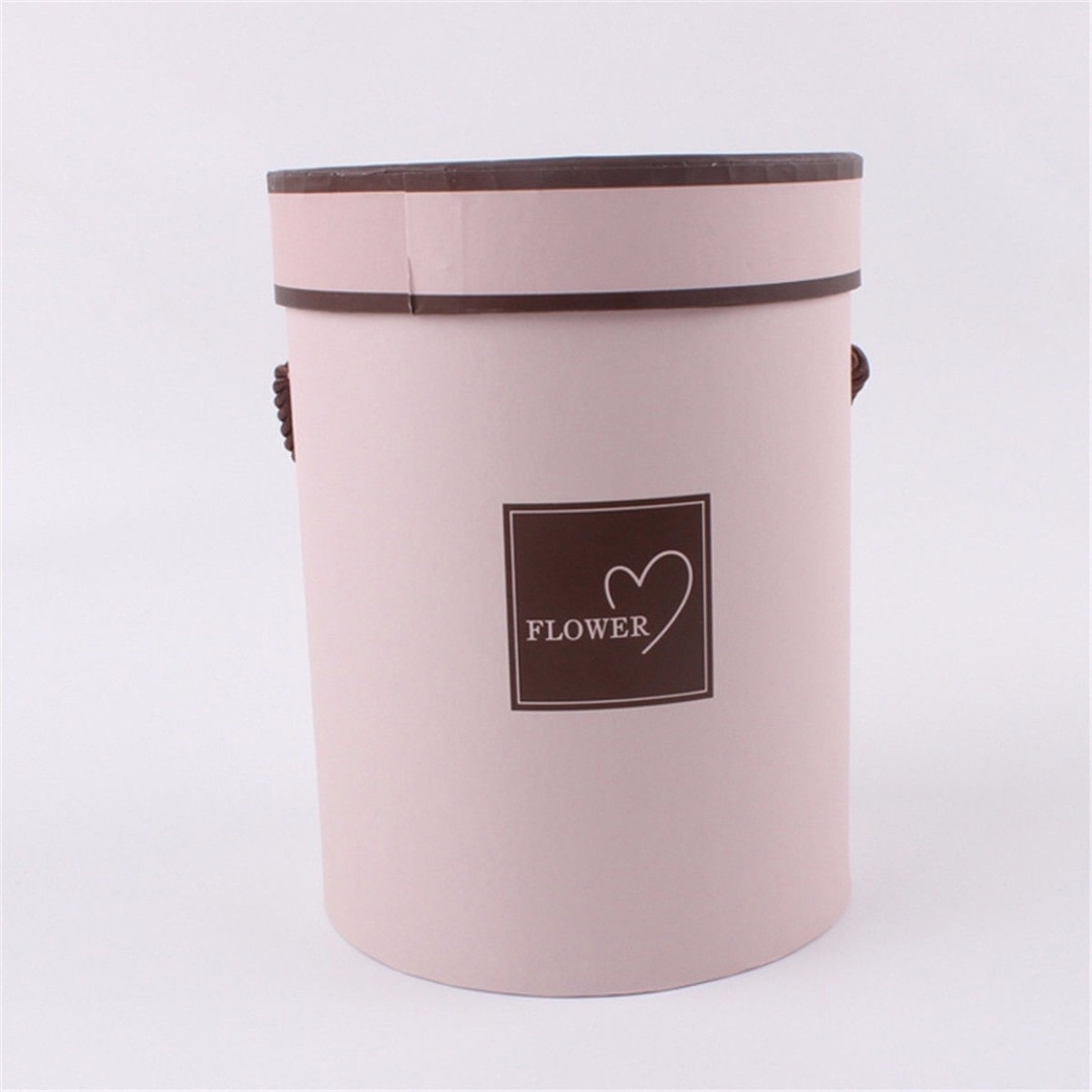 1Pc Handheld Round Flower Bouquet Boxes Living Vases Florist Box Flower Plant Boxes D14*H18CM: Pink