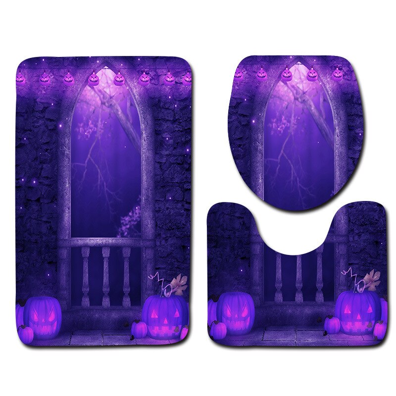 Zeegle 3Pcs Badmat Set Voetstuk Tapijt Deksel Wc Cover Mat Halloween Mat Voor Badkamer Decoratie Flanel Anti Slip badmat Tapijt: wsj116