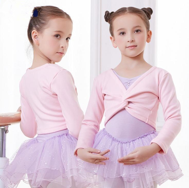 Tyttöjen klassinen paksu baletti pitkähihainen kääre toppi lasten tanssi ballerina edessä twist fleece lämmin vaate pinkki sininen
