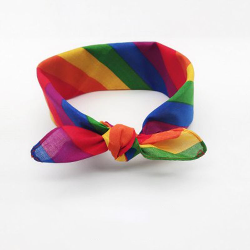 Festival Rainbow-Bandana cuadrada de algodón con bolsillo de 55x55CM Unisex, pañuelo para la cabeza, para desfile Gay, corbata para el cuello