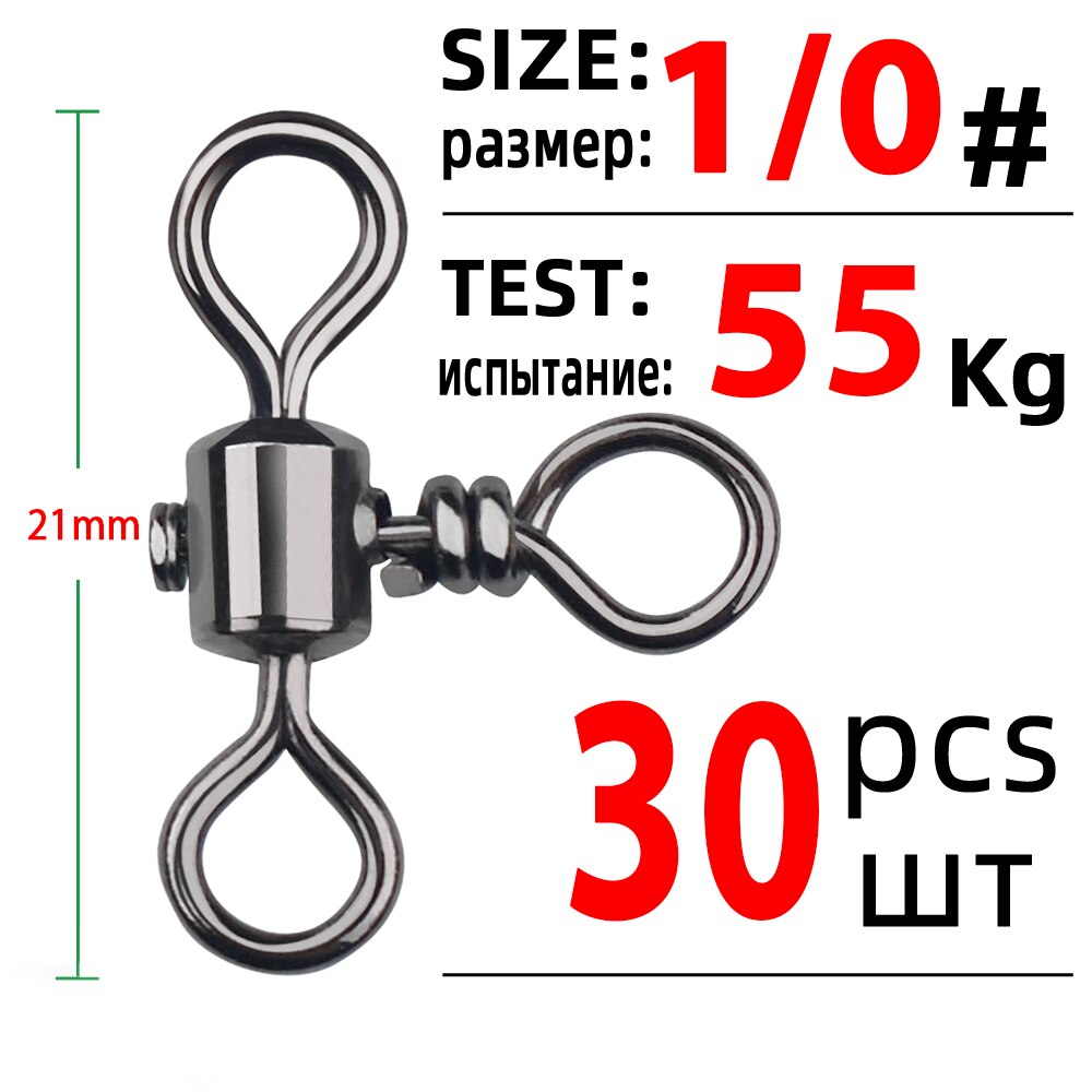 Dndyuju 30Pcs 3 Manier Barrel Cross Lijn Vissen Draaibare Met Effen Ring Messing Vissen Haak Lijn Connector Vissen Accessoires: Size 1l0