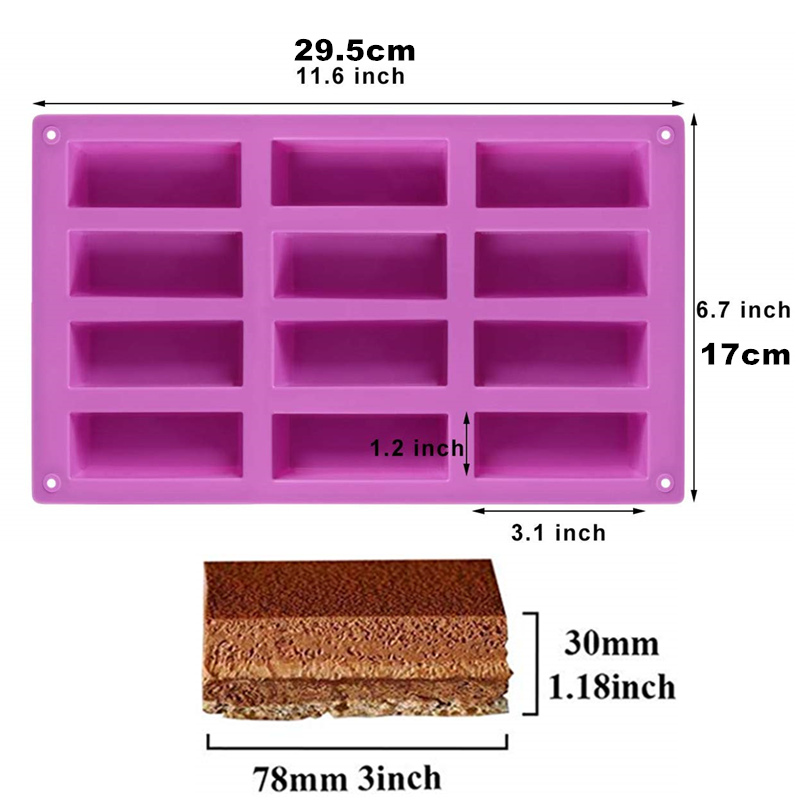 Molde rectangular de silicona para pastel, moldes cuadrados para jabón, pudín, muffins, pan, Brownie, molde de pan de maíz