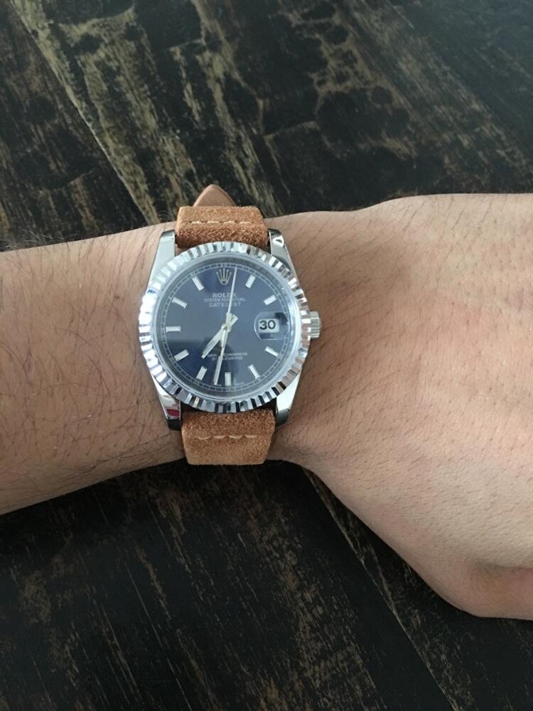 EACHE Suede Watch Leather Band Strap Beige Light&Dark Brown Black Grey Blue Watch Straps 18mm 20mm 22mm