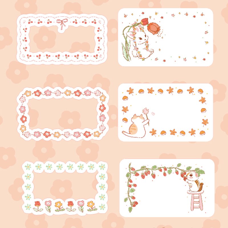 XINAHER 60pcs/box Cartoon flower border paper sticker decoration stickers DIY for craft diary scrapbooking planner label sticker