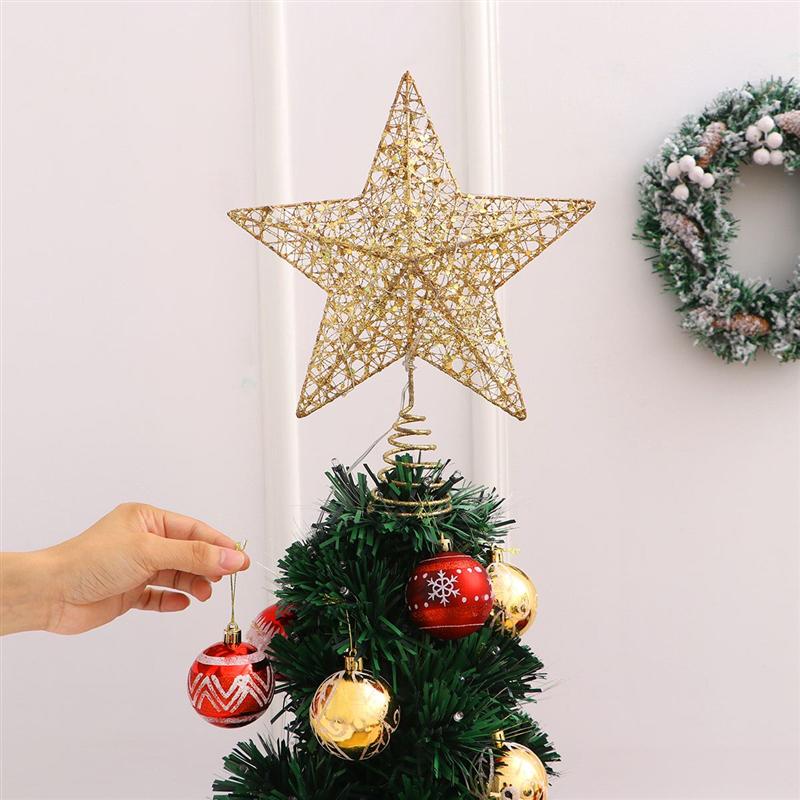 25 x 30cm Christmas Tree Topper Star Warm Lights For Christmas Party Decoration Golden