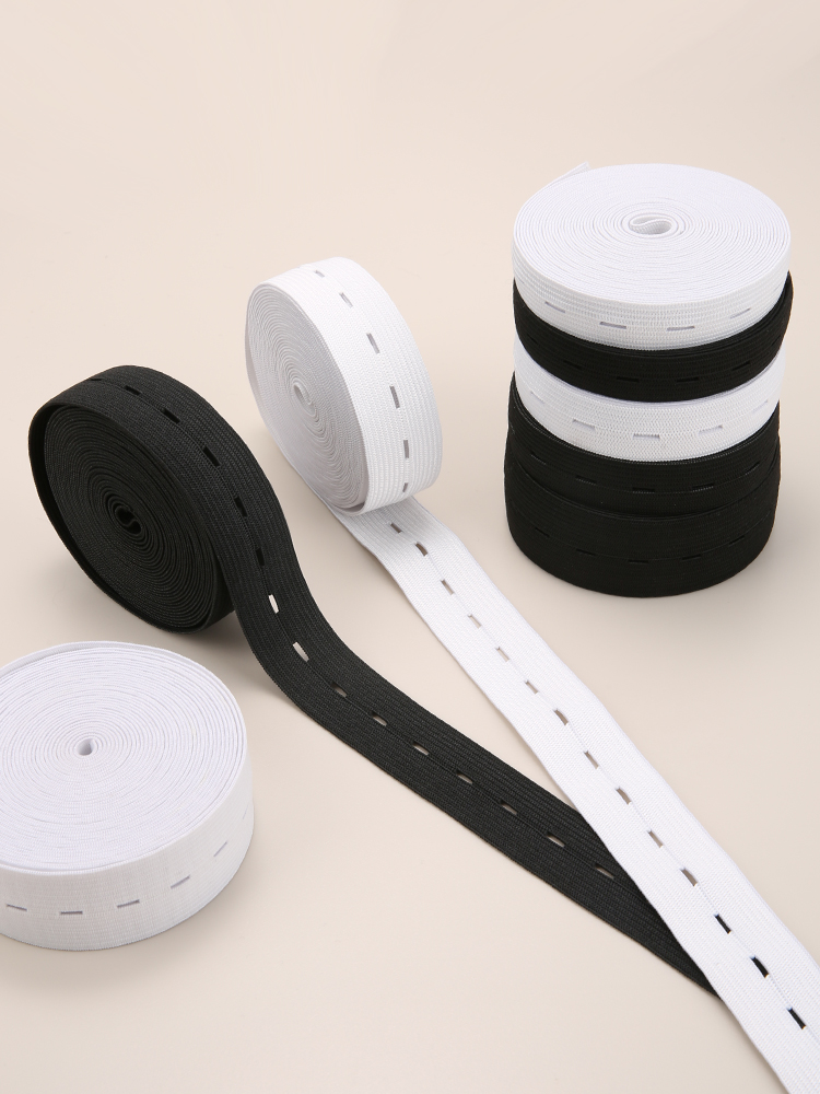 Cinturón elástico con agujero de botón de 5m, cinturón elástico con agujero de botón trenzado, cinturón elástico, accesorios de ropa de costura DIY
