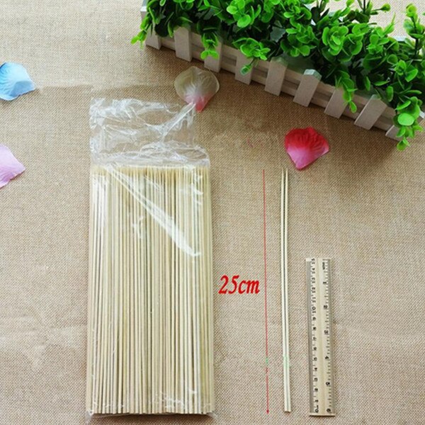 50 stk 15 ~ 40cm 3mm bambus engangs træbbq festspyd naturlige bambuspinde kødmad grillpinde tilbehør: 25cm