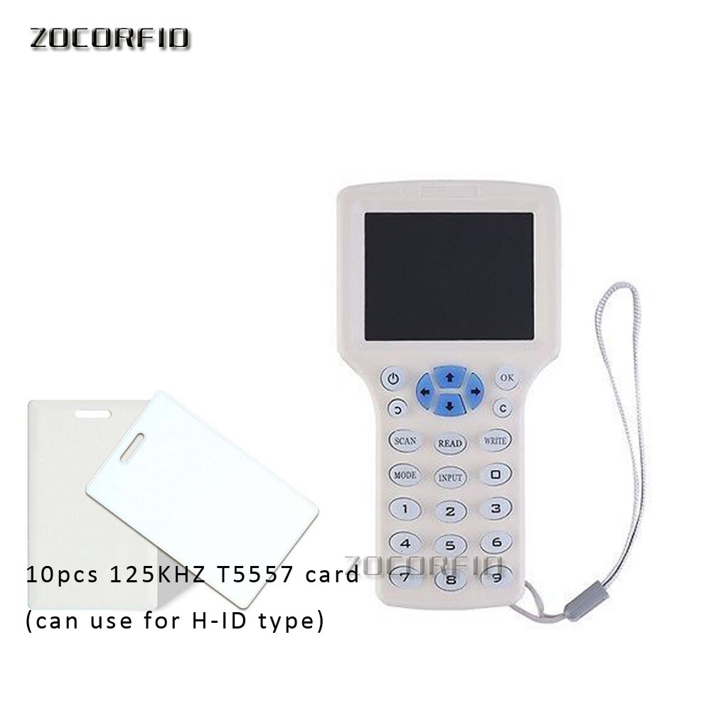English 10 Frequency RFID Reader Writer Copier Duplicator IC/ID with USB Cable for 125Khz 13.56Mhz Cards LCD Screen Duplicator: Set of-4