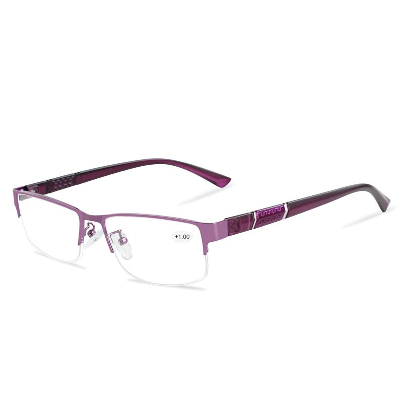 Rvs Leesbril met Dioptrie mannen Bril Gafas de Lectura Verziend Brilmonturen voor Vrouwen Mannen + 1 1.5: 1.00 / Purple