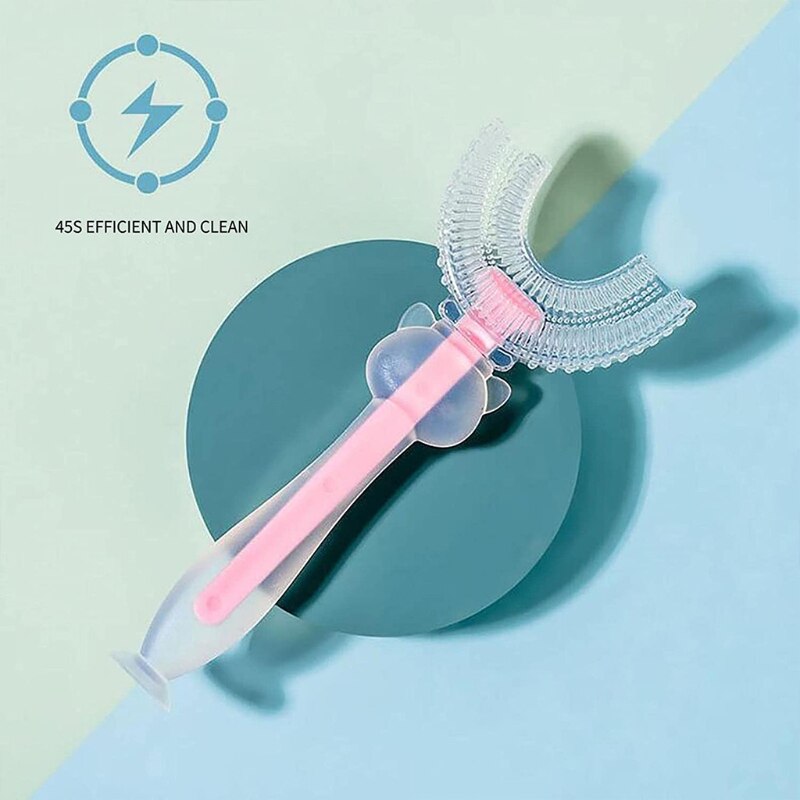 2 pezzi per bambini a forma di U spazzolino da denti in Silicone per la pulizia dei denti spazzole per denti a bocca intera 360 ° denti orali puliti per 6-12 anni