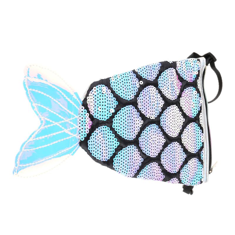Sequins Hologram Fish Tail Coin Purse Mini Travel Crossbody Shoulder Bag for Women Girls LX9F