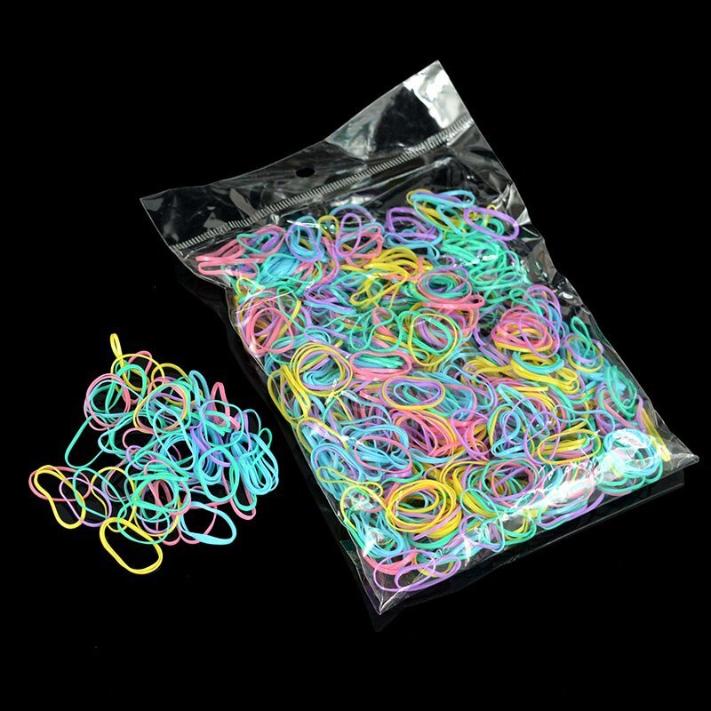 500Pcs 2cm Elastiekjes Wegwerp Haarband Touw Elastische Briefpapier Houder Band School Kantoor Bruiloft Vlechten Kapsel Levert