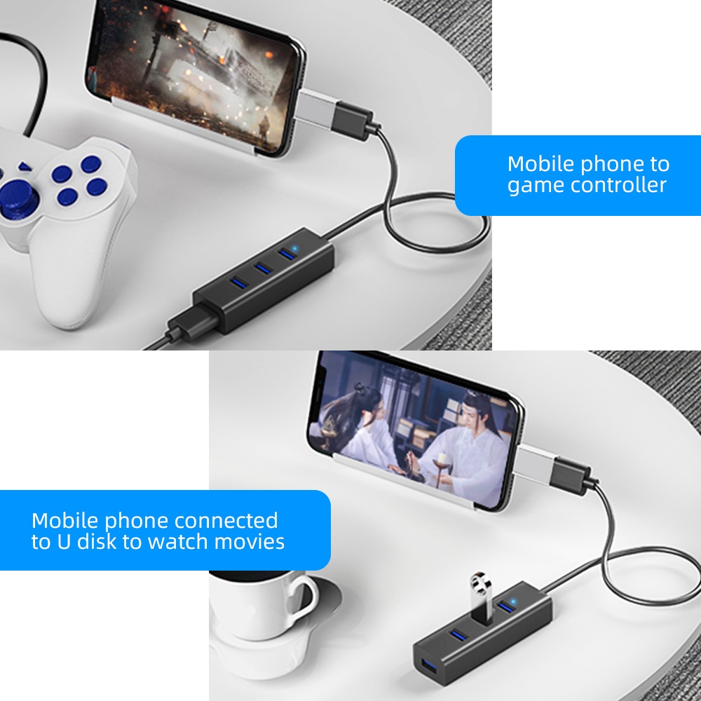 4 Port USB Hub Mouse Keyboard USB Splitter 4 Plug USB2.0 Hab Adapter For Laptop PC Computer USB Extender Multi Connector