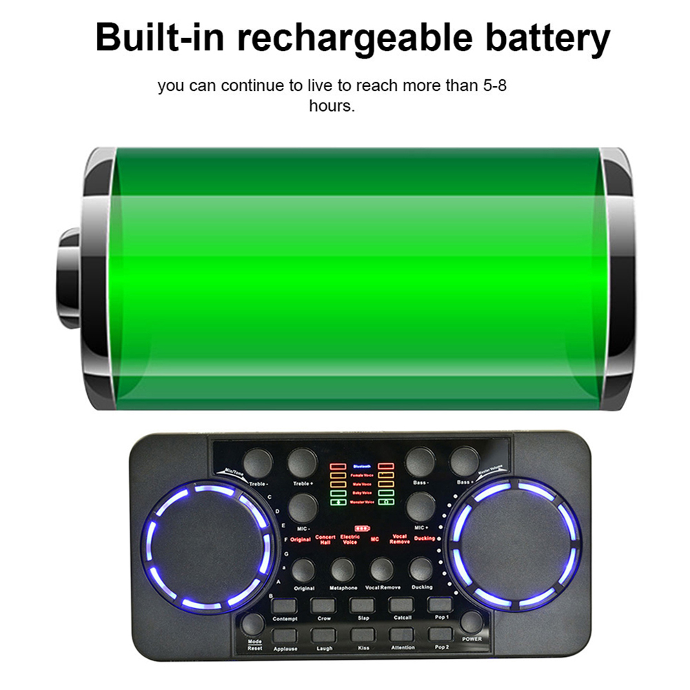 V300 PRO Sound Card 10 Sound Effects Bluetooth-compatible Noise Reduction Audio mixers Headset mic Voice Control for Phone PC