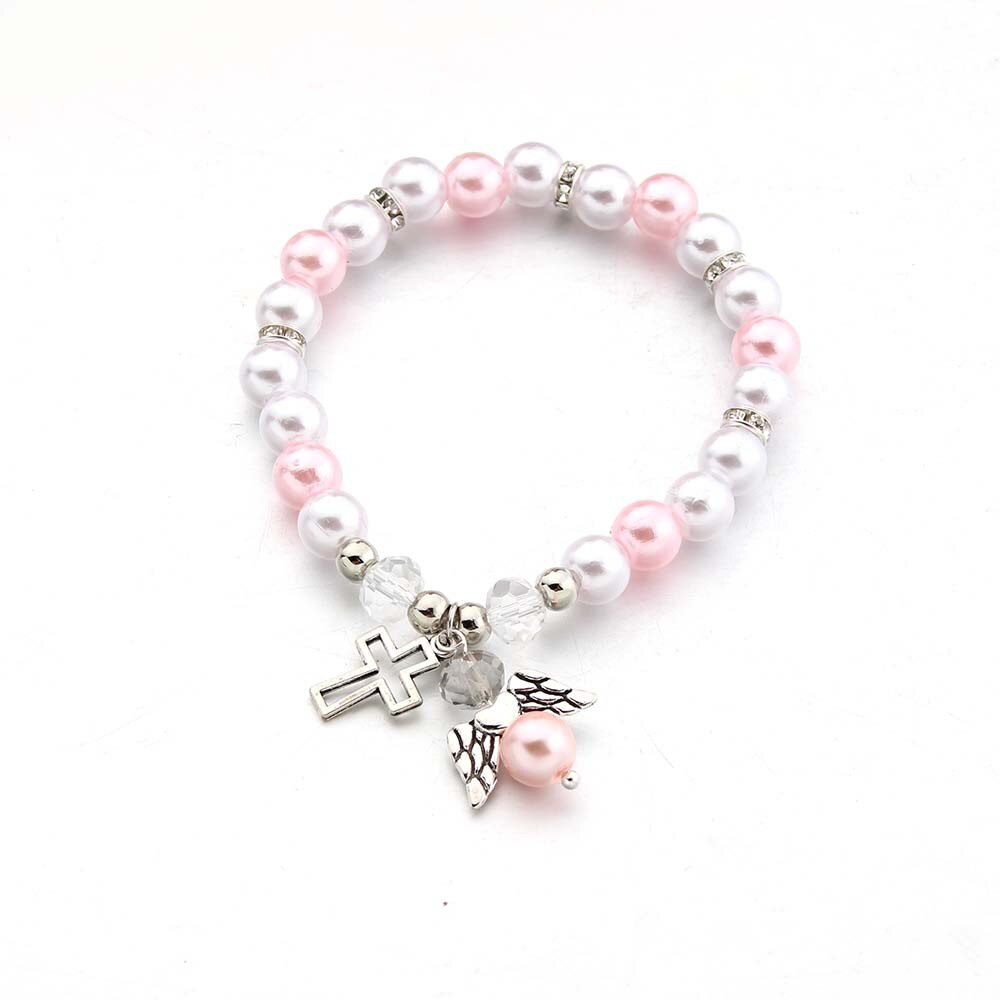 10 stk baby shower favor dåbsarmbånd engel baby shower pige dreng dåb sød giveaway souvenir: Lyserød