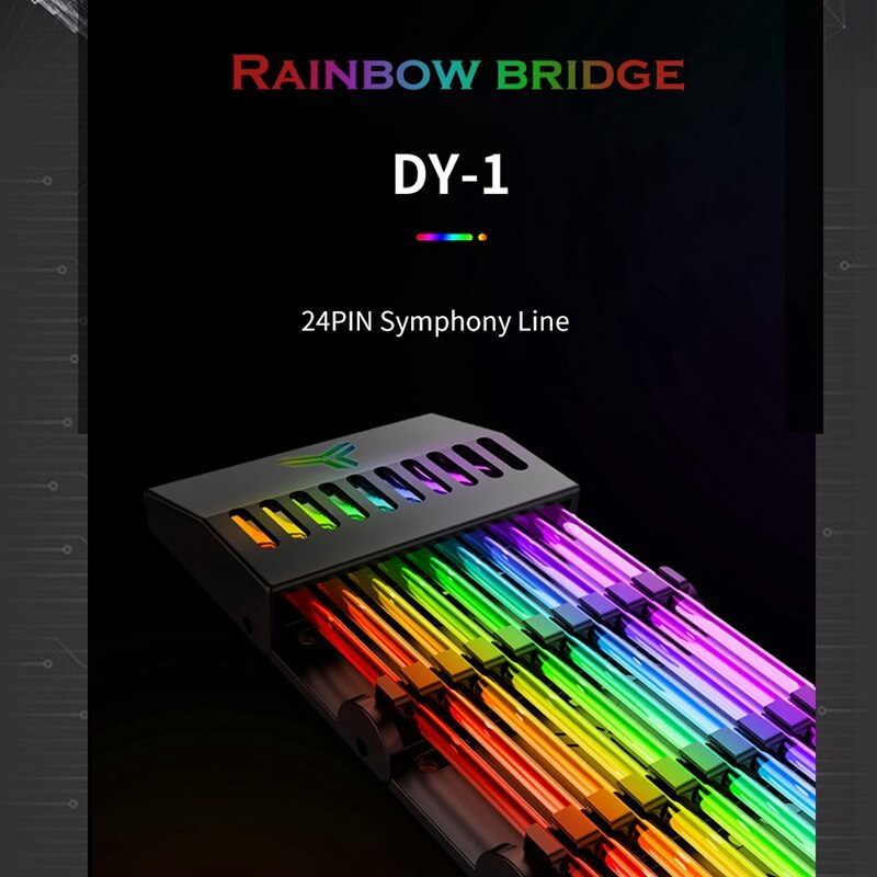 JONSBO PSU Extension Cable RGB Trunking Cover Rainbow Bridge for 24Pin ATX Cable MOD Symphony Line, 5V Rainbow RGB M/B SYNC CNIM