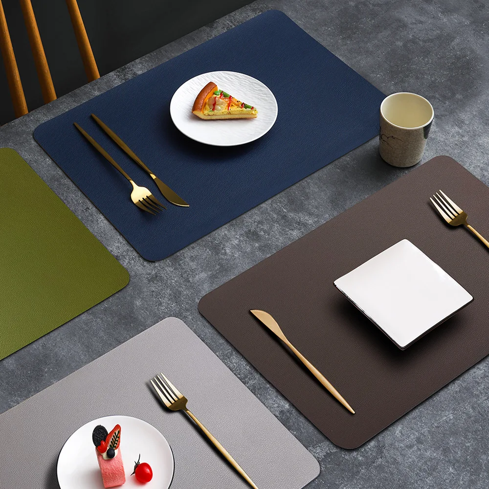 PVC Double-sided Leather Dining Table Mat, Desktop Decoration, Home Dining Plate Mat, Anti Slip Bowl Mat, Thermal Insulation Mat