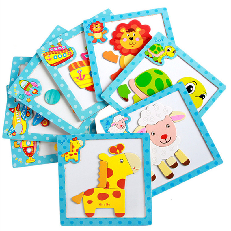 Holzspielzeug 3D Magnetische Puzzle Holz Baby Spielzeug Tiger/Bär Frosch Cartoon Tiere Kühlschrank Magnet Pädagogisches