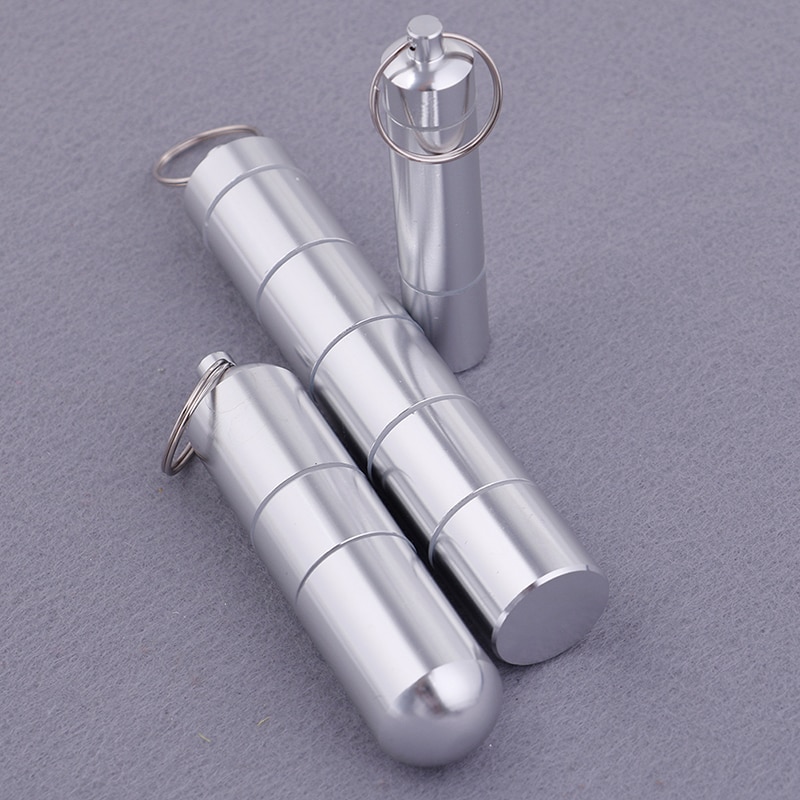 Vandtæt aluminium pille etui nøglering kapsel form lomme pille holder beholder delikat sæl medicin organisator boks