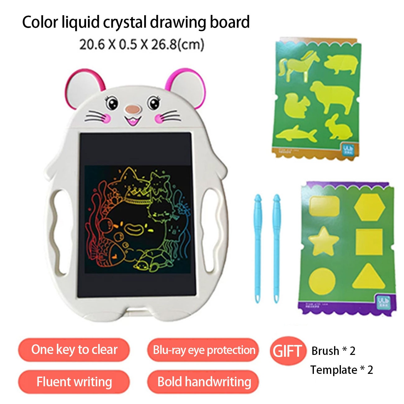 LCD Writing Tablet 9 Inch Toddler Doodle Drawing Board Erasable Reusable Electronic Drawing Pads Educational Learning For Kids: White