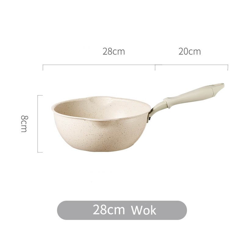 Dikke Bodem Maifan Stone Wok Non-stick Pannen Koekenpan Met Deksel Huishoudelijke Wok Koken Inductie Fornuis Gebruiksvoorwerpen Voor keuken: 28cm wok