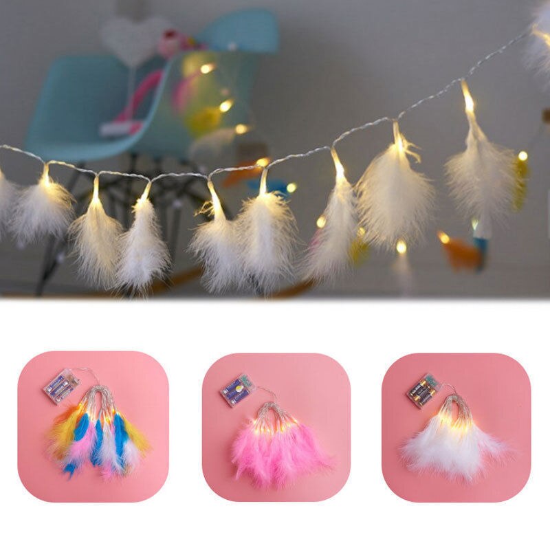 2.2M 20LED Batterij Operated String Feather Fairy Licht Warm Witte Kerst