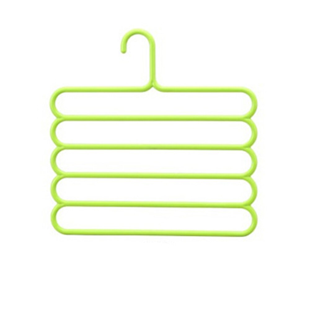1 pcs Multi-purpose Clothes Hanger Practical 5 Layers Pants Hanger Scarf Tie Rack Space Saving Clothes Hanger home Organizer: Light Green