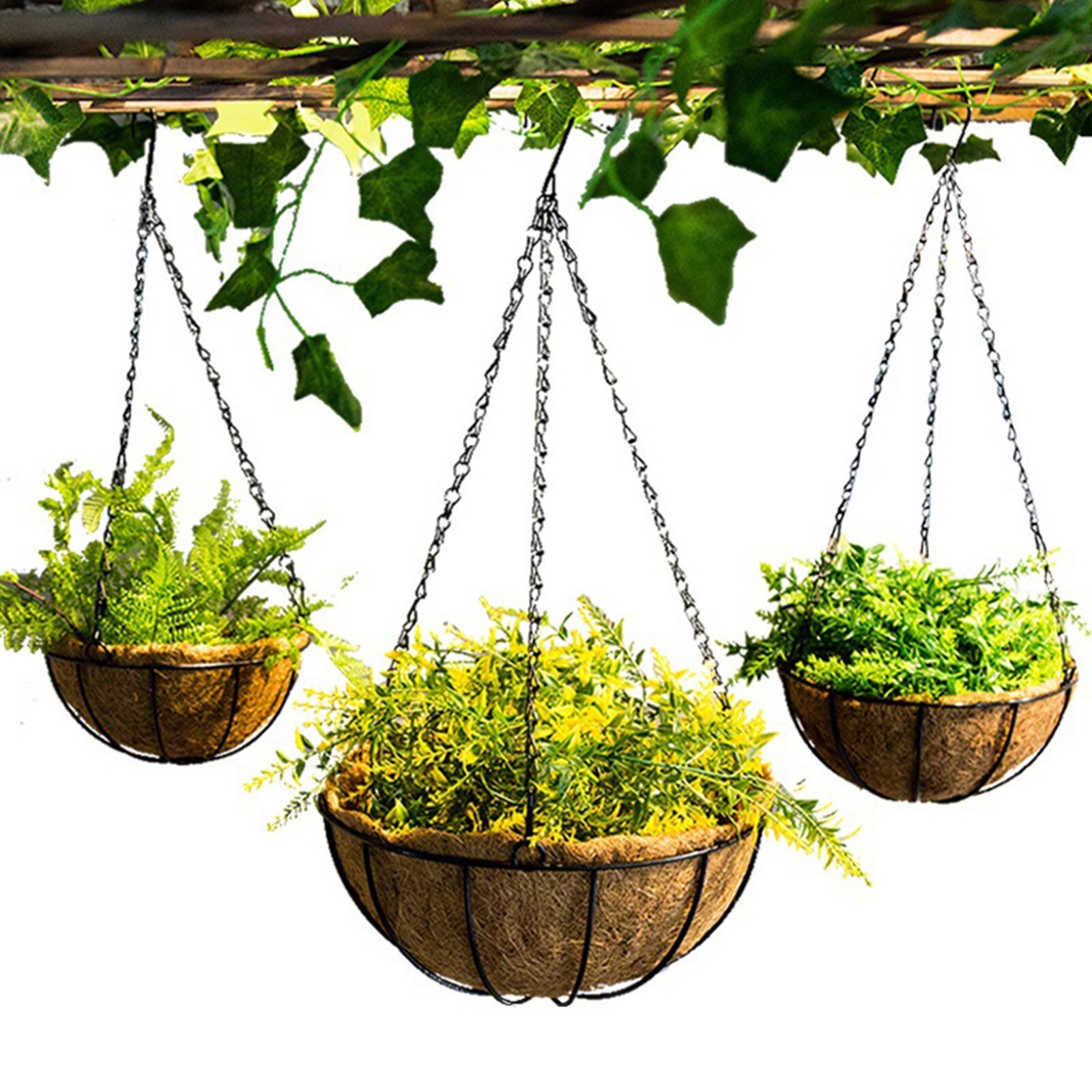 Decorasian Ronde gevlochten mand van zeegras voor opslag en als bloemenmand, bloempot van raffia of rotan, zeegrasmand met handvat om te dragen, wasmand, 25 cm