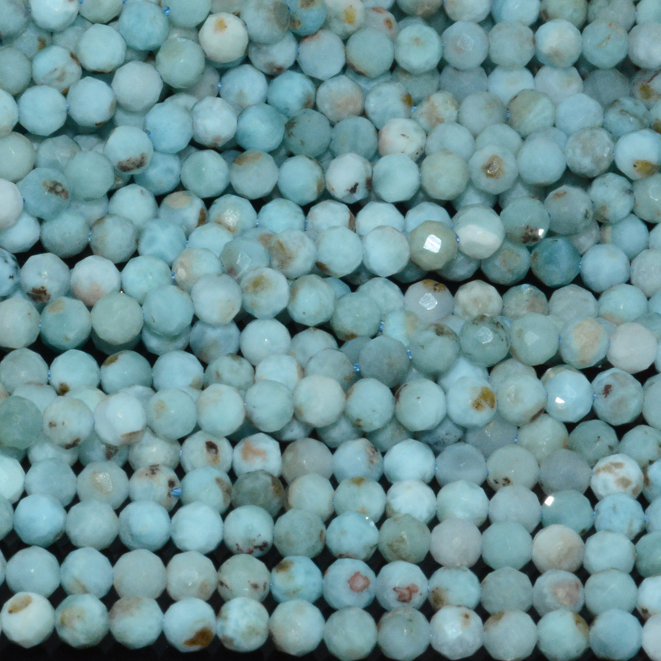 Natürliche, einfache, facettierte larimar-rundperlen 4mm