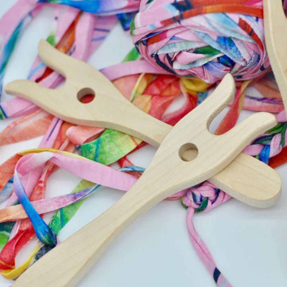 2 unids/set hecho a mano herramienta para tejer tenedor de madera mano telar artesanía niños DIY pulsera collar tejido trenzado Accesorios