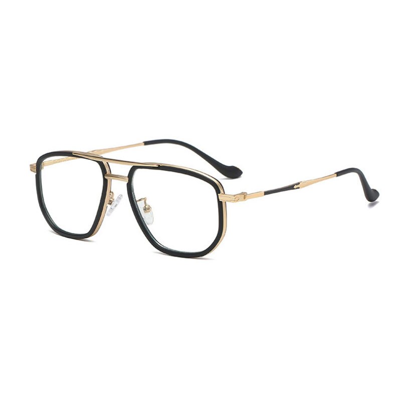 Lunettes aviateur de styliste, Style pilote, monture de lunettes anti-lumière bleue pour hommes et femmes: Black Gold