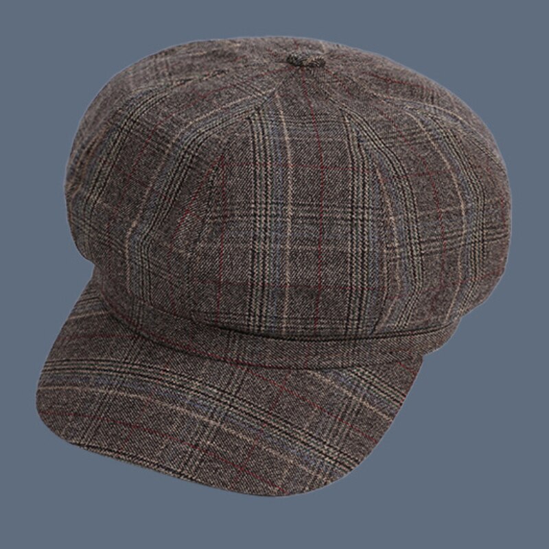 Boina de cuadros a cuadros para mujer, boinas de francesa, boinas de pata de gallo, boinas negras a cuadros, gorro de Newsboy, otoño e invierno, novedad