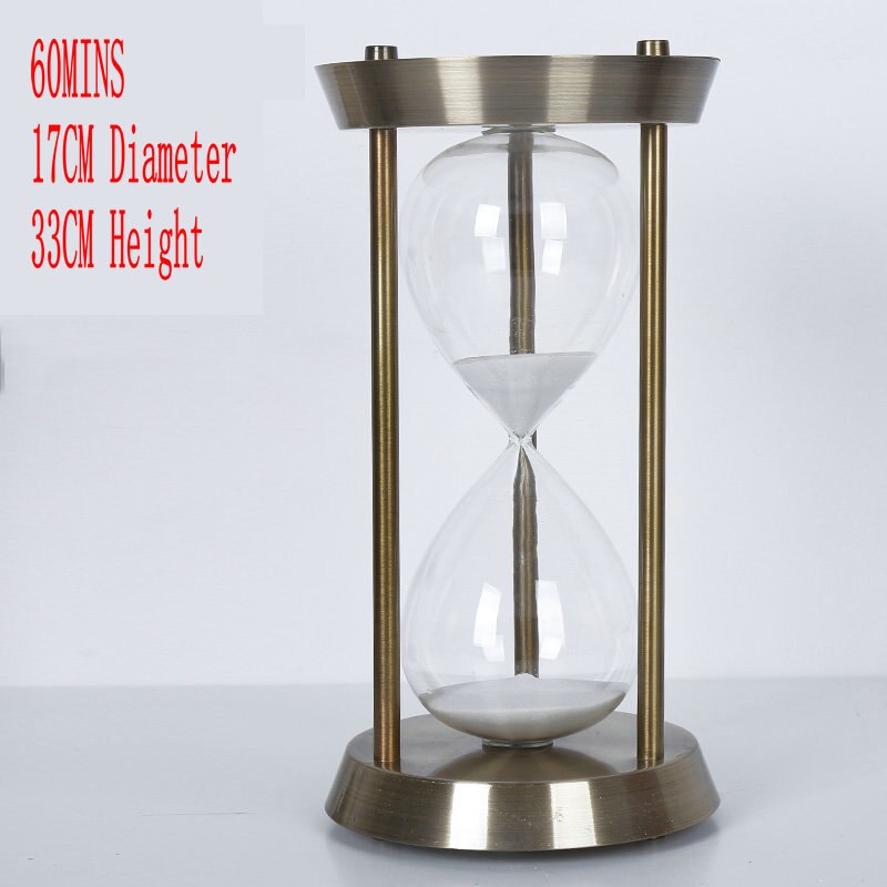 HQ Antique Brass 5/15/30/60MINS Cylindrical Sand Glass Sand Timer Clock Hourglass Art And Crafts Study Bedroom Office Desk Decor