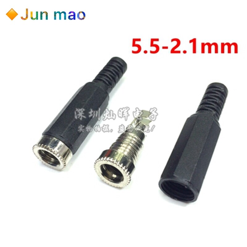 10pcs male and female DC Power plug 5.5*2.1MM 5.5*2.5MM 3.5*1.35MM 5.5*2.1 Jack Adapter Connector Plug Golden DC-022B DC-025M: DC Female