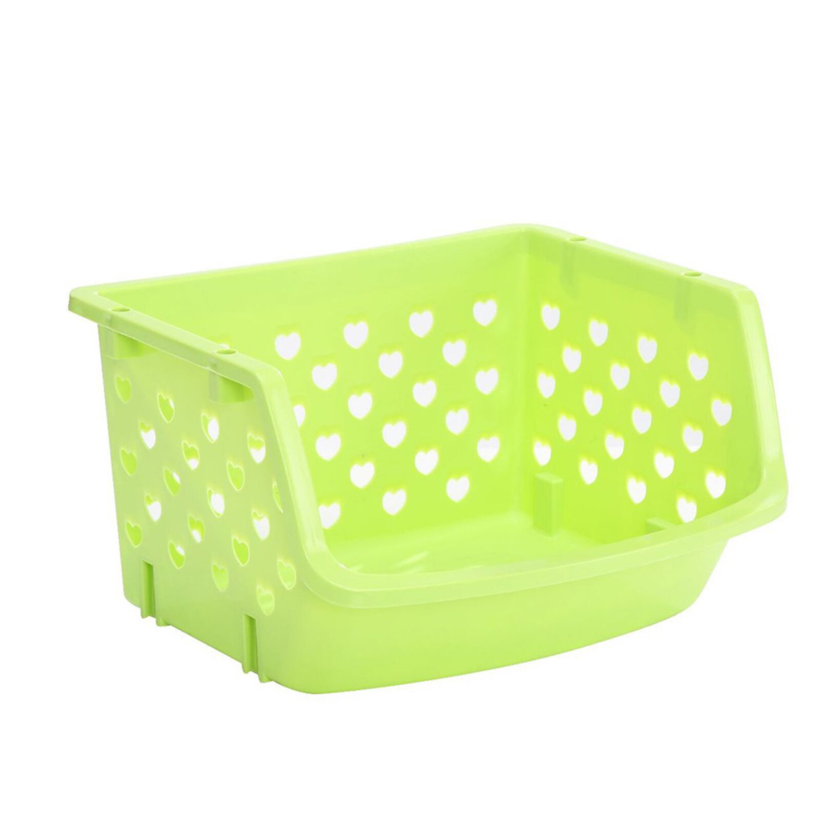 Durable Stackable Single-deck Hollow Fruit Vegetable Storage Box Colanders Strainer Kitchen Organizer Basket Shelf Racks: Green