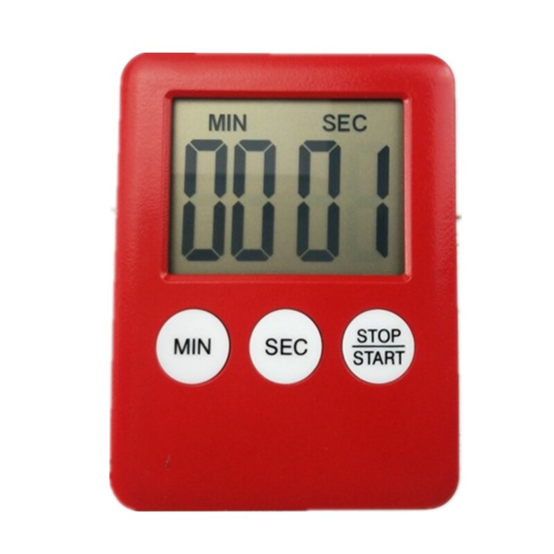1 Pc Tijd Timer Super Dunne LCD Digitale Scherm Kookwekker Koken Count Countdown Alarm Slaap Stopwatch Temporizador: Rood