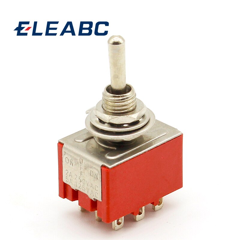 1 pcs Red 9 Pin ON-OFF-ON 3 Position Mini Toggle Switch AC 6A/125V 3A/250V
