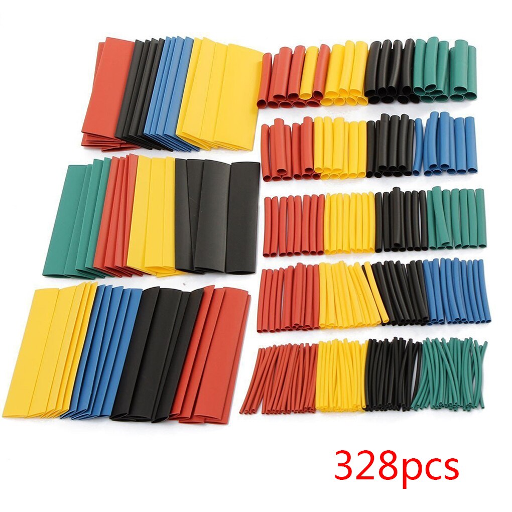100/127/140/164/328/530 stk diverse polyolefin varmekrympeslanger kabelhylstre wrap wire sæt blandet farve / sort