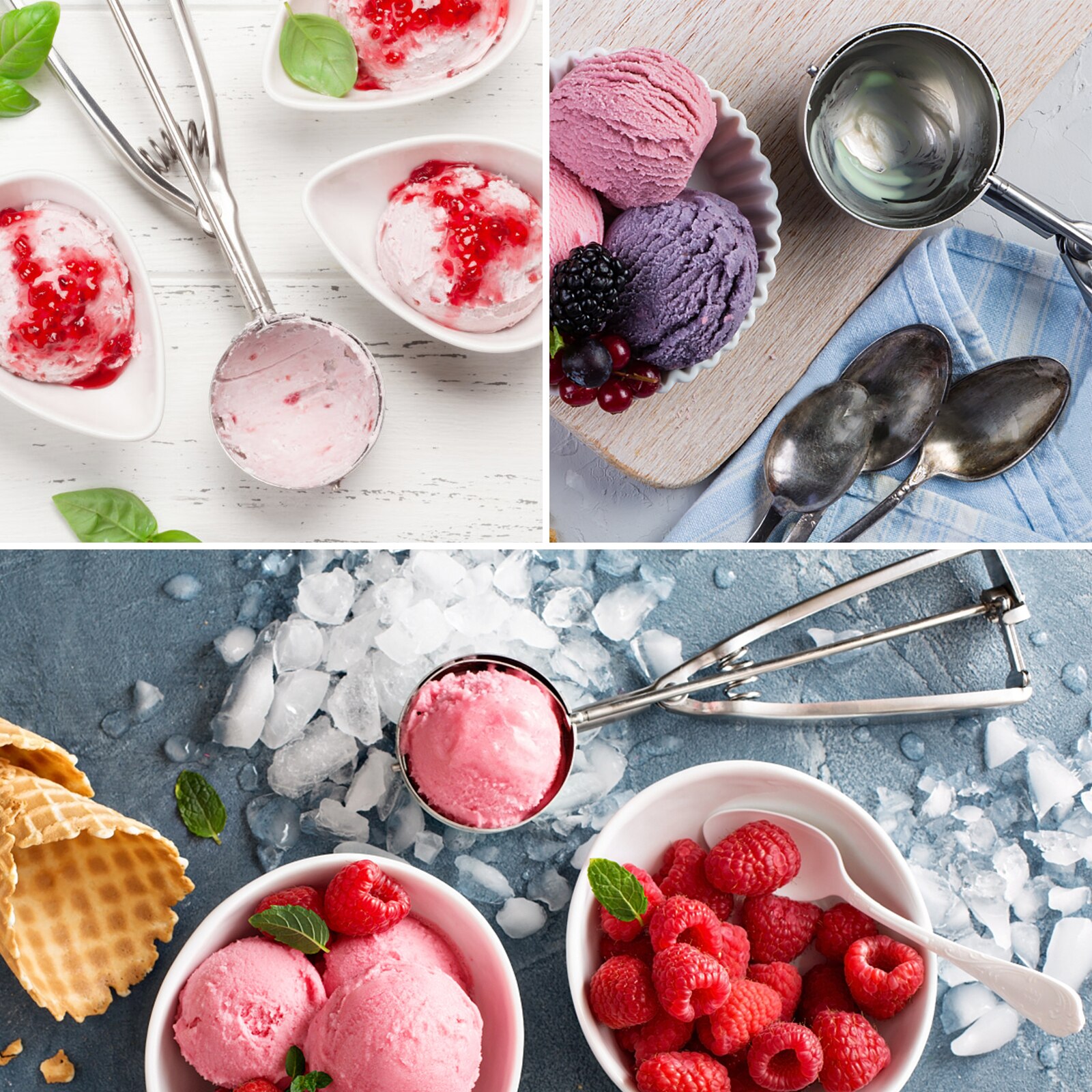 Stainless Steel Kitchen Tool Ice Cream Scoop Mash Potato Scoop Cream Spoon Ice Cream Tools 3 Size For Choose Portable