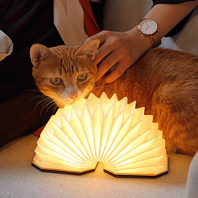 Foldable Flip Book Light LED Portable Night Light USB Charging Wooden Organ Light Adjustable Light Kids Desk Lamp