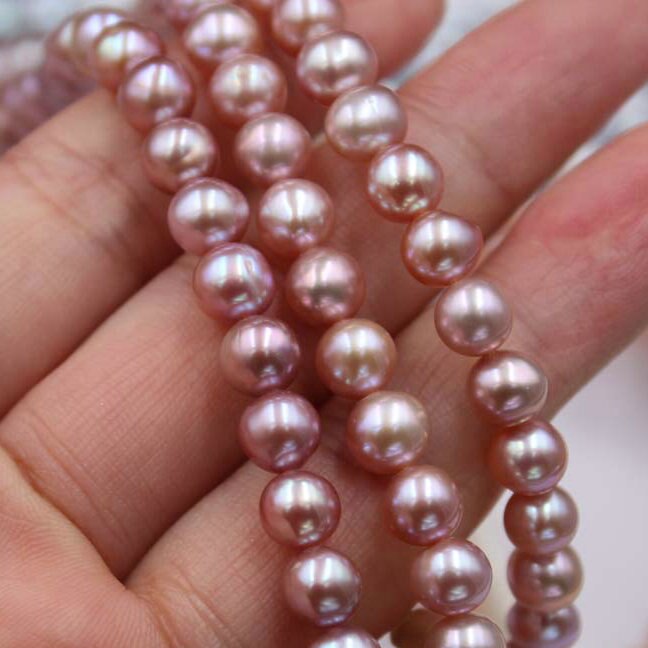 7 millimetri/61 pz Rotonda Naturale Bianco/Rosa/viola/D'acqua Dolce Branelli Allentati Della Perla per FAI DA TE Gioielleria Raffinata che fanno: naturale viola pearl