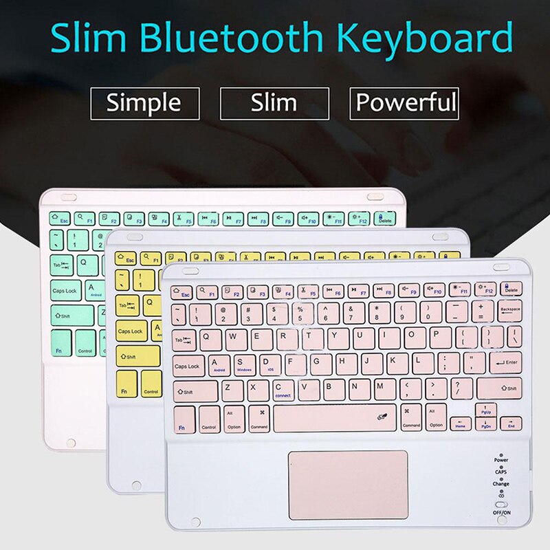 Oplaadbaar draadloos bluetooth-toetsenbord met touchpad 10m draadloos voor pc, computer, tablet, mobiele telefoon voor android, ios 13 en hoger
