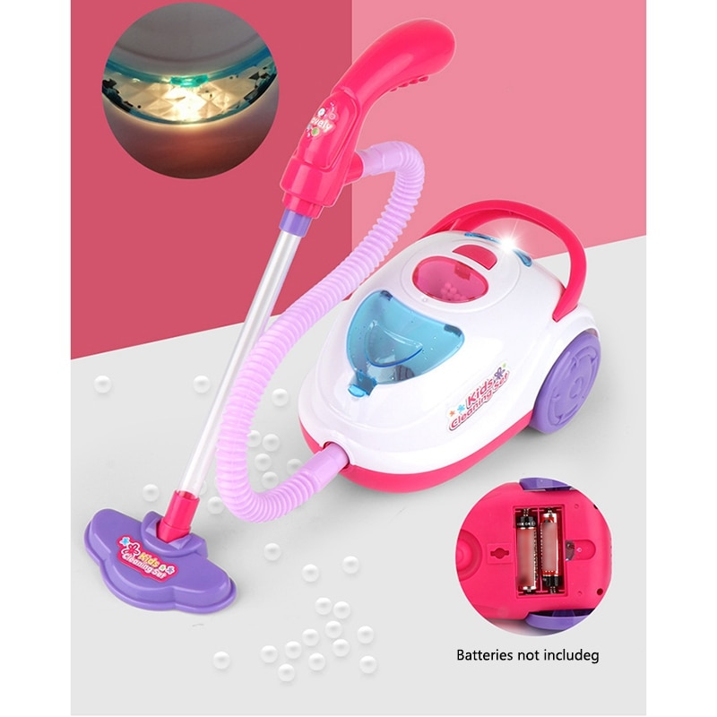 Pretend Play Toy Vacuum Cleaner Toy for Kids Housekeeping Cleaning Trolley Play Set Mini Clean Up Cart