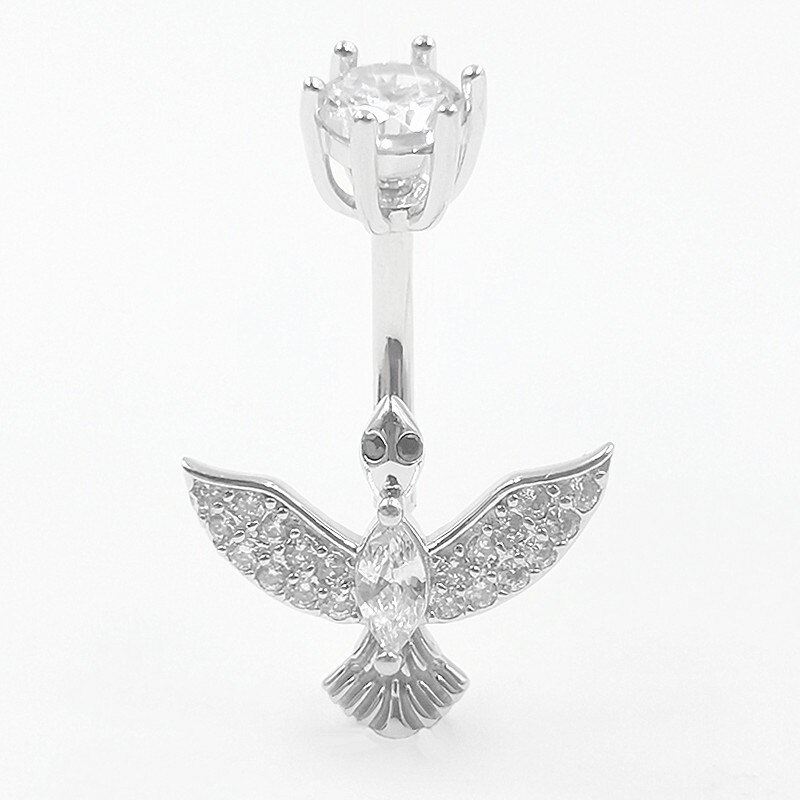 Sterling Silver Eagle Zircon Body Jewelry - Women's Trendy Animal Piercing: 10mm rod