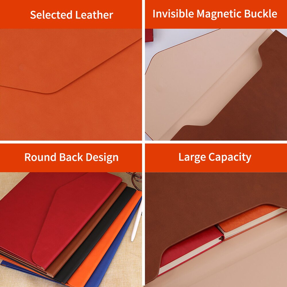 A4 File Bag PU Leather Document Pouch Paper Portfolio Contract Invoice Bill Storage Organizer Magnetic Buckle for Office School