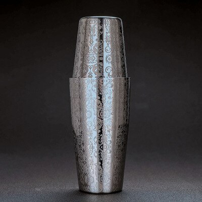 Boston cocktail shaker med etsat mönster, ovägt bar cocktail shaker tin set  - 800ml zm103111: A
